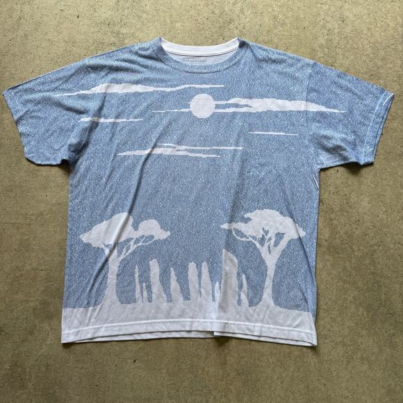 Men's Litographs Outlander Blue White Full Book Dye Nature Tee Shirt Sz 2XL XXL - Picture 1 of 6